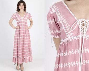 Gunne Sax Dress Boho Wedding Dress Maxi Dress Pink Dress Bohemian Dress Renaissance Fair Vintage 70s Dancing Kids Cherub Prairie Dress S