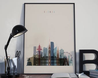 Vienna Art Vienna Watercolor Vienna Multicolor Vienna Wall Art Vienna Wall Decor Vienna Home Decor Vienna Skyline Vienna Print Vienna Poster