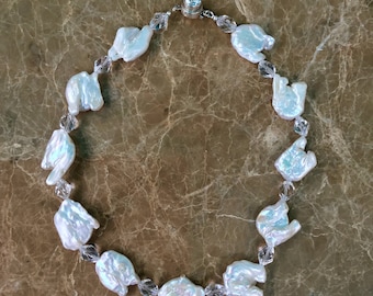 Large Baroque Pearl Necklace white Baroque Pearl Necklace Natural Freshwater Baroque Pearl Choker Necklace Bridal Necklace