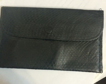 Black Authentic Snakeskin Wallet w/ snap closure