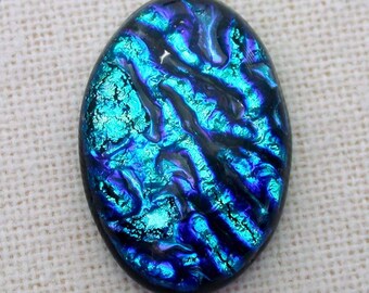 25x37mm Fused Glass Cabochons - Sparkle Blue/Teal Lava Colors - A481