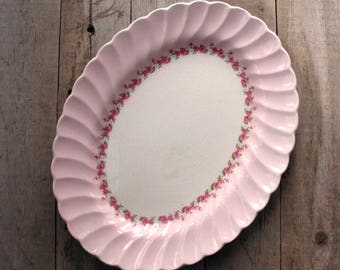 Myott Staffordshire Olde Chelsea Pink White Serving Platter England