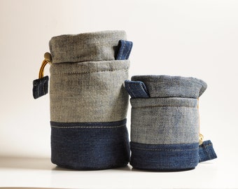 Camera Lens Case/Pouch/Bag/Sleeve/Protector/Cozy | Padded Denim | Medium / Small | DSLR, Point and Shoot
