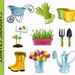 Gardening Clipart Flowers Clip Art Graphic Digital Scrapbook Plants Tulips Tools Garden Download Transparent PNG JPG Vector Commercial Use