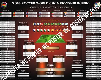 2018 FIFA World Cup Schedule Predictor Wall-chart. Buy 2 Get 1 FREE! Soccer Russia 2018 Bracket Poster. Mundial Futbol Scorecard. 18"x 24"