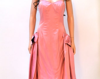 Vintage 80s Prom Dress Pink Size Small// 80s Pink Strapless Party Dress Size Small Barbie Dress