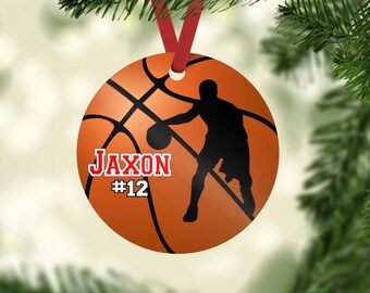 Basketball ornament, Basketball Christmas ornament, personalized ornament, boy basketball player gift, basketball team gift