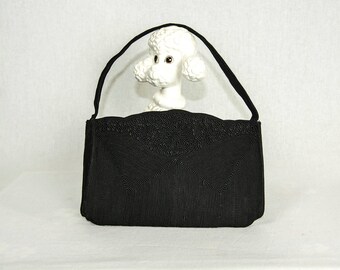 Vintage 1940s Black Corde Purse Gorgeous Details Mardane