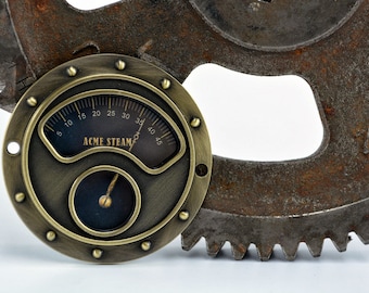 Steampunk Gauge Face - Antique Brass - Industrial Gauge - Old Gauge - Vintage Gauge - Steampunk Art