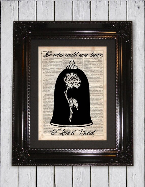 Beauty and the Beast Inspired Enchanted Rose Quote Dictionary