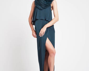 Infiniti Real Fur Scarf in Emerald