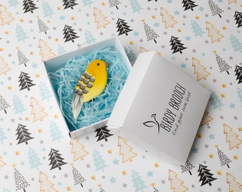 Yellow bird brooch pin Cute bird pin Bird lover gift  Bird jewellery Birds brooch pin Birdy Brooch Small present Brooch bird Titmouse