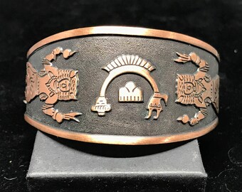 Vintage Old Pawn Copper Yei Cuff MARKED