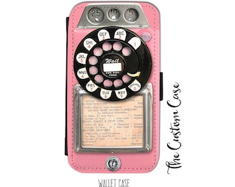 Retro Pink Payphone, Vintage Payphone Wallet Phone Case, for Samsung Galaxy and Iphone cases