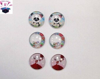 6 glass cabochons 18 mm as pictured lot number 71