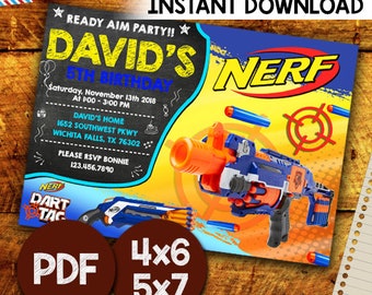 Dart Invitation, Dart Gun War Party Invite, Gun War Invitation, Dart Gun Digital Invitation, Dart Invitation, Invitation Instant Download