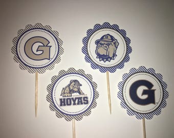 Georgetown University Hoyas - 12 cupcake toppers