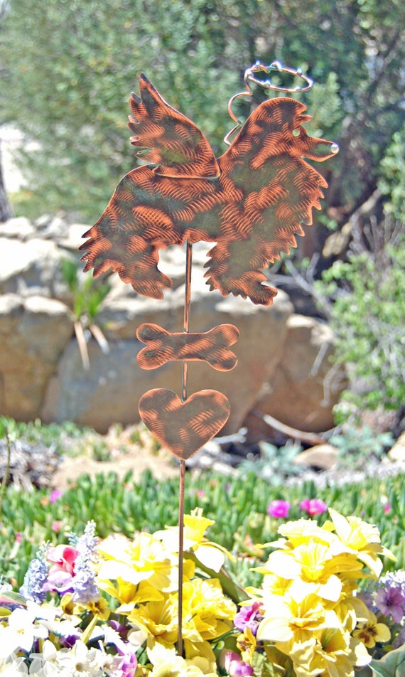 Collie Pet Memorial Metal Yard Art Garden Stake Grave