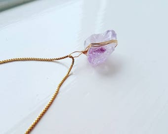 Natural Amethyst gemstone pendant necklace.