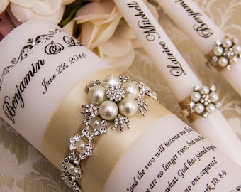 Pearl Unity Candle Set Champagne Wedding Candle Set Personalized Wedding Candles Wedding Candles