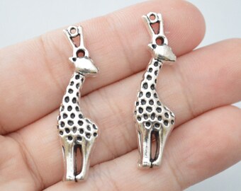 3 Pcs Giraffe Charms Antique Silver Tone 38x10mm - YD0995