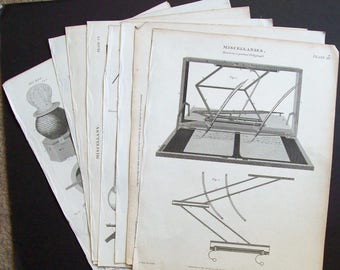 Antique scientific illustrations x 9 Various