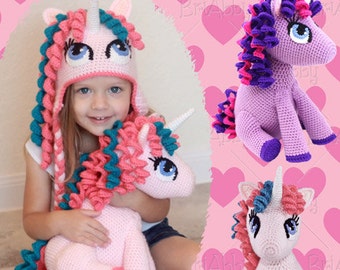 Stuffed Unicorn Toy / Stuffie / Softie / Doll Crochet Pattern (PDF FILE)- Hat Pattern Sold Separately!