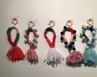 Blue, Salmon, Pink, Mauve, White Bound Tassles