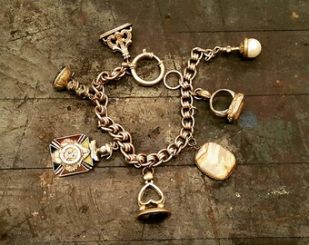 Antique Watch Fob Charm Bracelet