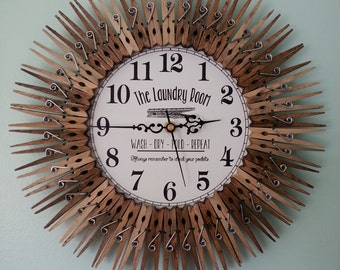 Farmhouse Laundry Room Clock. Wall Decor.