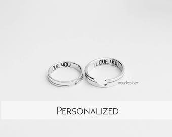 Heart Couple Ring | Half Heart Ring | Tiny Heart Ring | Promise Rings For Couples | Couple Ring Set | His and Her Ring Set