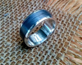 Grey Metal Sterling Ring Band. 2 mm X 10 mm Thick and Wide.
