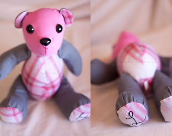 Custom Stuffed Calico Memory Bear - Multiple Sizes | Stuffed Memory Bear | Memory Bear | Custom Stuffed Bear | Funky Friend Calico Bear