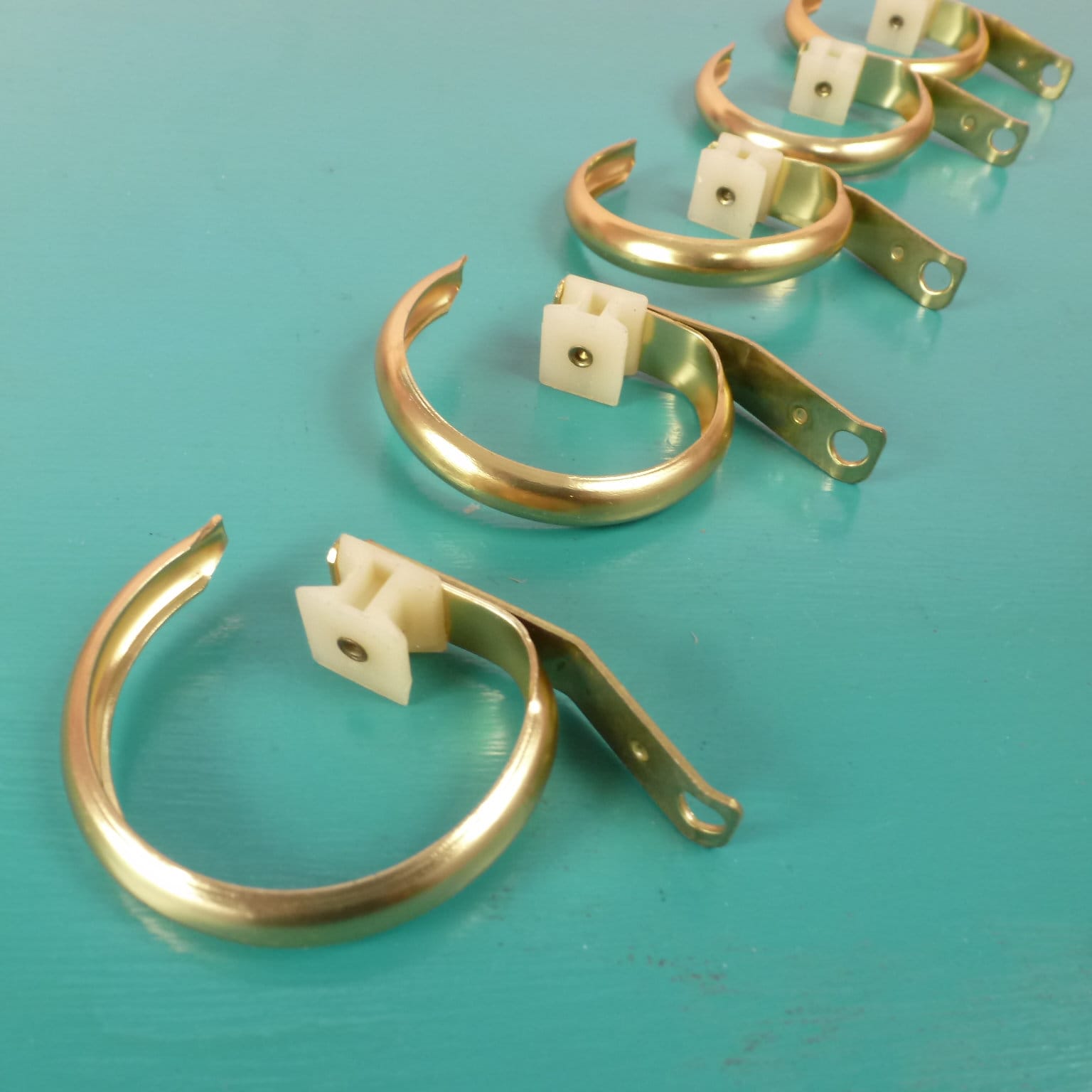 Vintage Kirsch Brass Curtain Rings Traverse Bar Slide Rings 1" Bar NOS