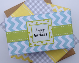 Aqua Chevron Premium Wrapping Paper