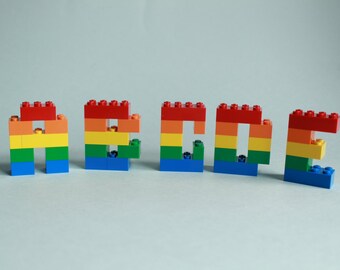 Alphabet Cake Topper Birthday Cake Decoration Built with Toy Bricks, Birthday Party Decor, Kids Names, Brick Toy Birthday