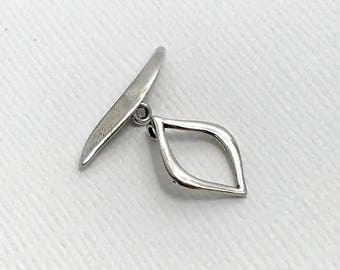 Silver Marquise Toggle Clasp, .925 Sterling Silver Bracelet Findings, Elegant Toggle, Jewelry Making Supplies, Destash, 1 clasp set - SC103