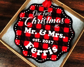 Our first Christmas ornament, Personalized, Our first Christmas, Wedding ornament, Newlywed ornament-ornament, Mr and Mrs ornament, Holiday