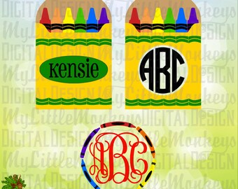 Kids SVG ~ Crayon SVG ~ Crayon Monogram ~ School Svg ~ Kids Shirt ~ Monogram Svg ~ Commercial Use SVG ~ Clip Art ~ Cut File eps dxf png jpg