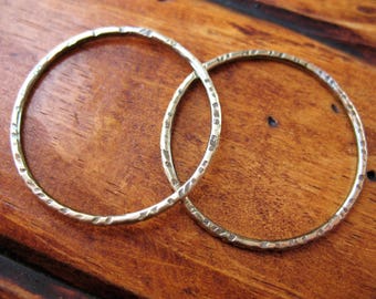 Antiqued Notched Brass Circle Links - 1 pair - 27mm - 16 gauge Soldered Circles