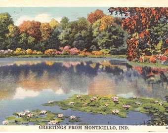 Vintage Postcard....Greetings from Monticello, Ind....Used...no. 2202
