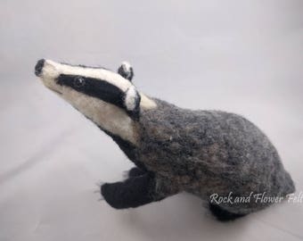 Needle Felted Animal Sculpture, European Badger
