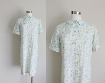 1960s Sheath Dress | Floral Dress | Floral Sheath Dress | Peter Pan Collar | Small