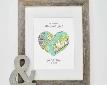 Personalized Engagement Gift, Where it all began map print, Engagement Gift, Wedding Gift, Customized Wedding Gift for Couple, Gift for Her