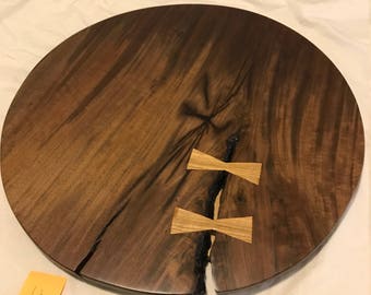 Round Walnut End Table