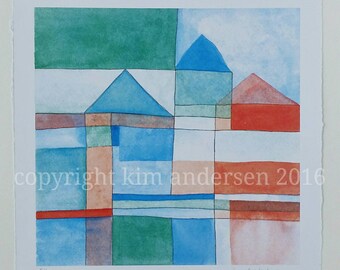 Silos - limited edition digital print of an original watercolor painting