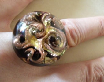Lampwork spiral Adjustable ring