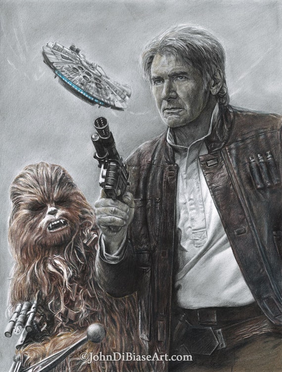 Drawing Print of Colored Pencil / Graphite Drawing of Han Solo