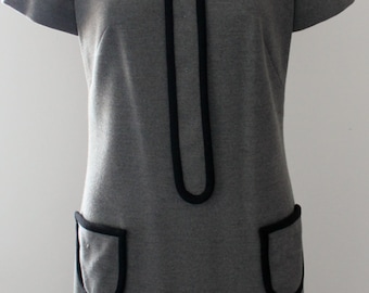 Gray 60s Mod Dress with Peter Pan Collar