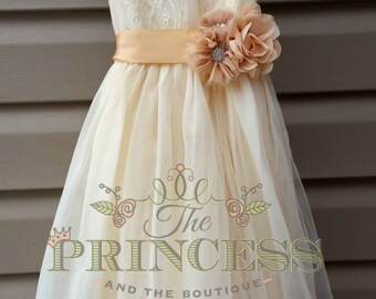 flower girl dress, flower girl dress champagne, flower girl dress lace, flower girl dress rustic, vintage wedding, wedding dress,flower girl